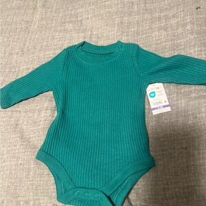 Green Ribbed Kids One Piece